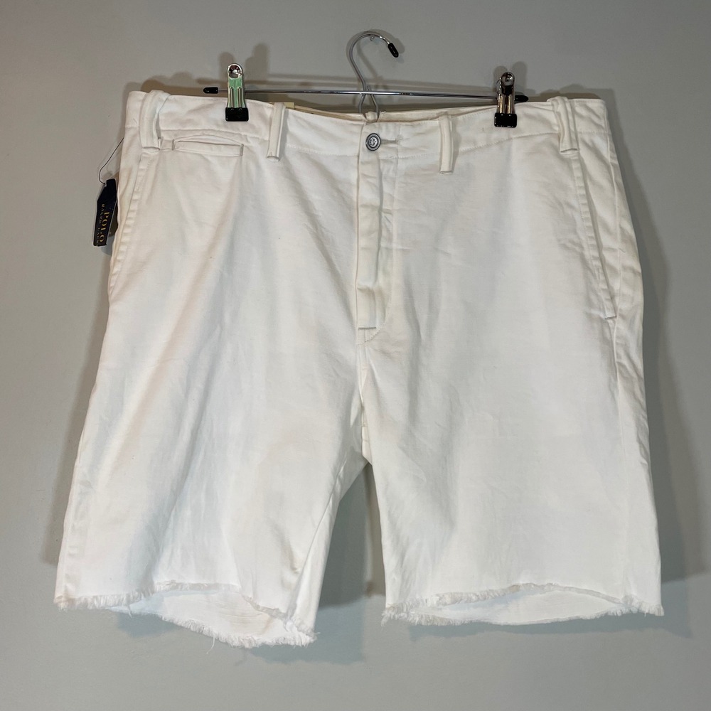 Polo Ralph Lauren Mens White Straight Fit Cut-Off Denim Shorts 38 NWT Classics